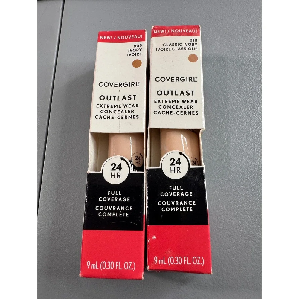 Covergirl Outlast Extreme Wear Concealer Women 0.3oz Ivory 805 810 Good 2pc Set